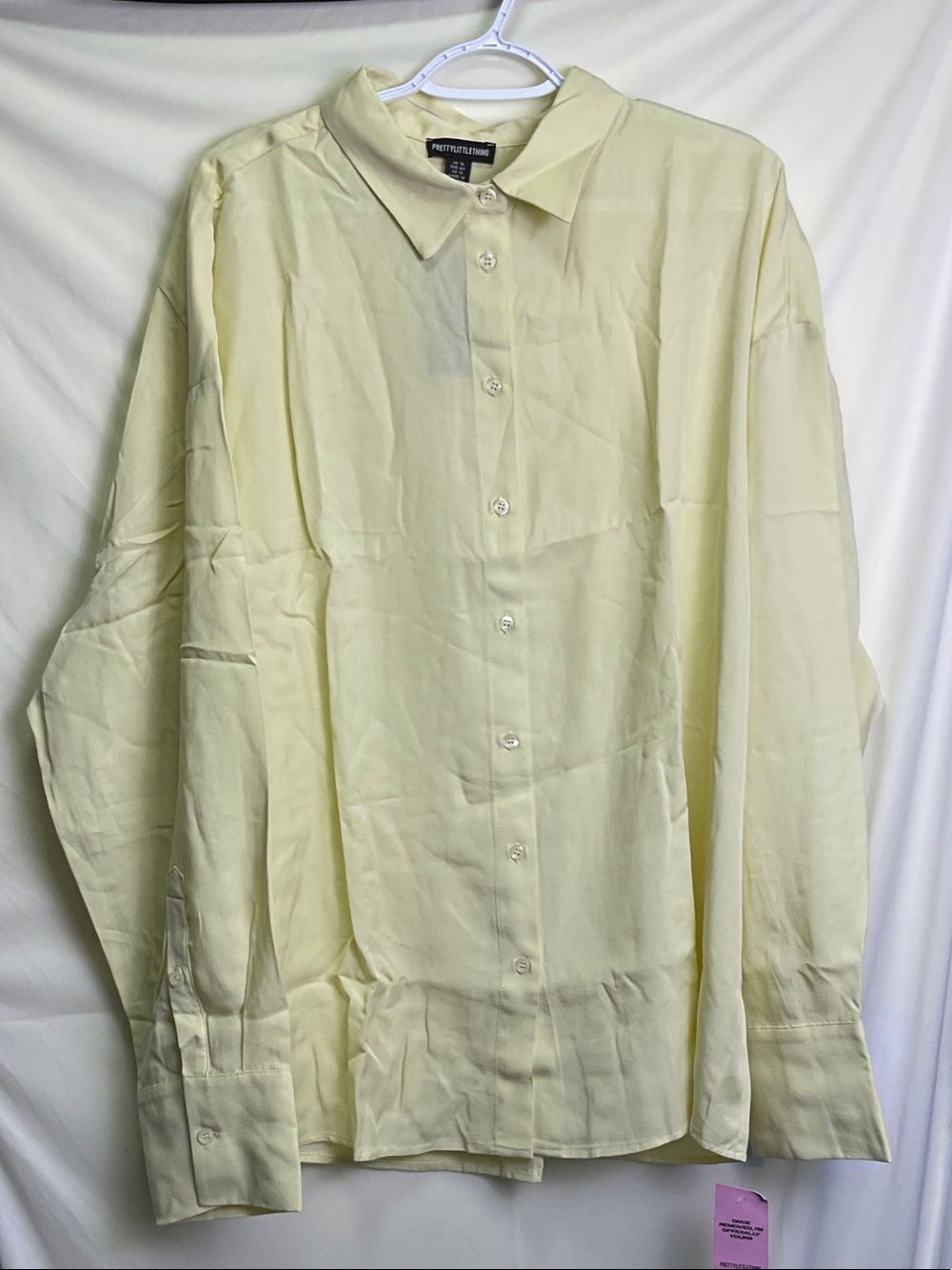 PrettyLittleThing Light Yellow Oversized Button-Down Shirt